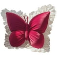 thumbnail image 1 of CuiLiyq Butterfly Pillow with Lace Trim Decorative, 15.7" x 19.7" Butterfly Shaped Throw Pillows, Soft Plush Cushion Decor for Bedroom Living Room Sofa Couch (Red), 1 of 7