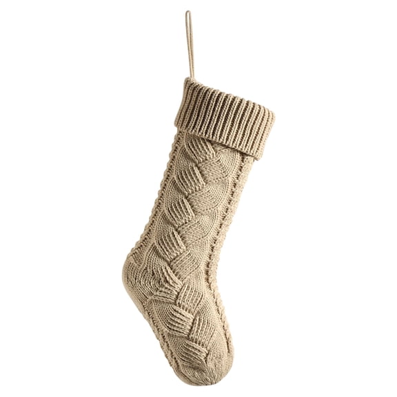 CuiLiyq Cable Knit Christmas Stockings, 18.1" Large Knitted Stockings Ornaments, Farmhouse Xmas Rustic Boho Decorations for Family Holiday Decor