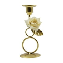 CuiLiyq Candlestick Holders, Christmas Decorations, Christmas Iron Metal Candlestick with Flower Decor, for Candlelight Dinner Holiday Decoration, 6.69 Inch