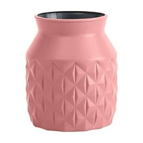 CuiLiyq Ceramic Look Plastic Vase for Home Decor, 3.9" x 5.1" Small Pink Floral Vase for Centerpieces, Plastic Flower Vases for Wedding Dinner Table Party Living Room Office Bedroom Decor (Pink)