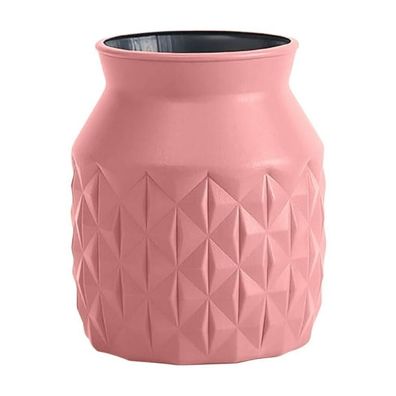 CuiLiyq Ceramic Look Plastic Vase for Home Decor, 3.9" x 5.1" Small Pink Floral Vase for Centerpieces, Plastic Flower Vases for Wedding Dinner Table Party Living Room Office Bedroom Decor (Pink)