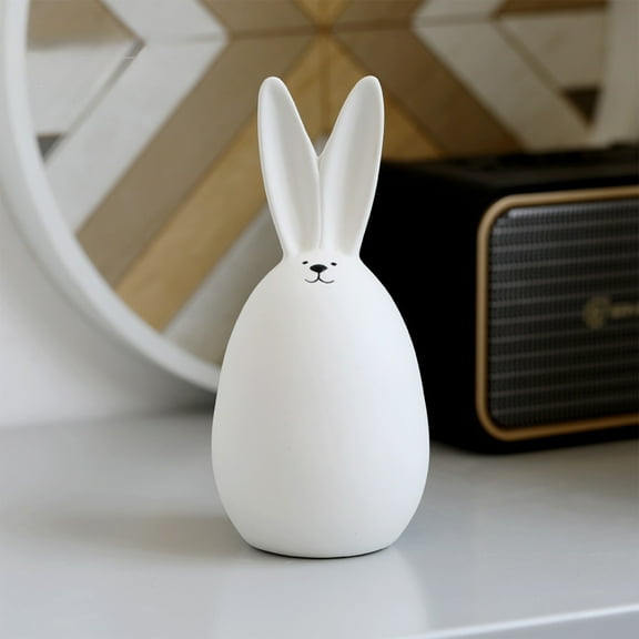 CuiLiyq Ceramic Rabbit Ornaments, Easter Rabbits Decoration Cute White Porcelain Bunny Figurine, for Home Weddings Celebration Office Decorations, Easter Day Gift, 2.95" x 5.91" (B)