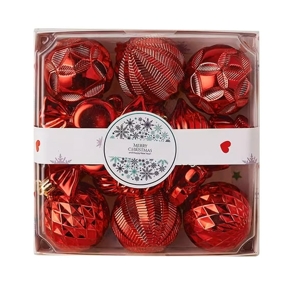 CuiLiyq Christmas Ball Ornaments, 18 PCS Alien Christmas Hanging Balls for Xmas Tree DIY Craft Gifts, for Home Holiday Wedding Party Decorations (Red)