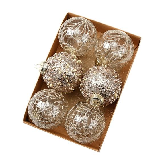 CuiLiyq Christmas Ball Ornaments, 6 PCS Transparent Painting Christmas Hanging Ball for Xmas Tree DIY Craft Gifts, for Home Holiday Wedding Party Decorations