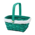 thumbnail image 1 of CuiLiyq Christmas Baskets for Gifts, Empty Handmade Woven Gift Basket with Wooden Handle and Soft White Fur Edges, Small Storage Container for Xmas Holiday Party Organizing Fruit Candy (Green), 1 of 7