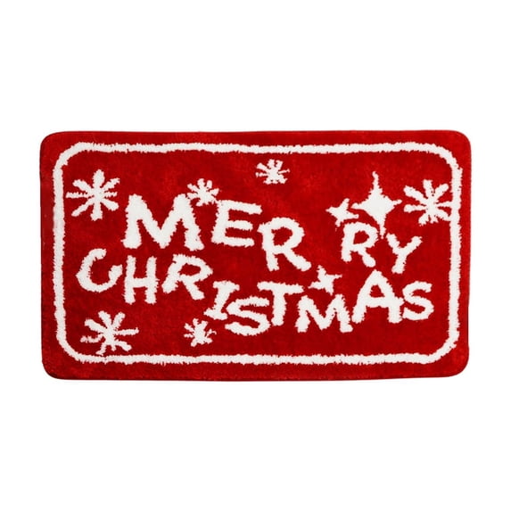 CuiLiyq Christmas Bath Mat, Christmas Bathroom Decor, Red Bathroom Rugs, Extra Soft and Absorbent Cute Holiday Decorative Bath Rugs (23.6" x 15.7")