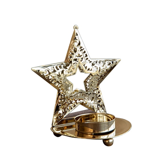 CuiLiyq Christmas Candle Holder, Gold Hollow Metal Candle Stand Decoration, Iron Candle Stand for Wedding Living Room and Home Desktop Decor (Star)