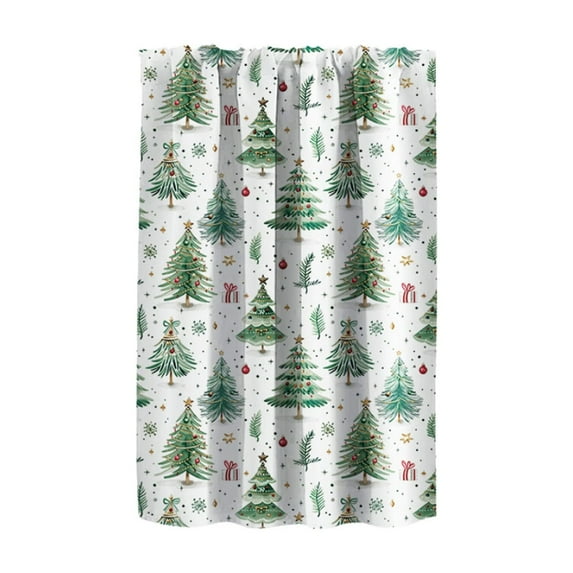 CuiLiyq Christmas Curtain, White and Green Xmas Pine Merry Christmas Window Valance, for Bedroom Living Room Cafe Bathroom Kitchen (29.9" x 23.6")