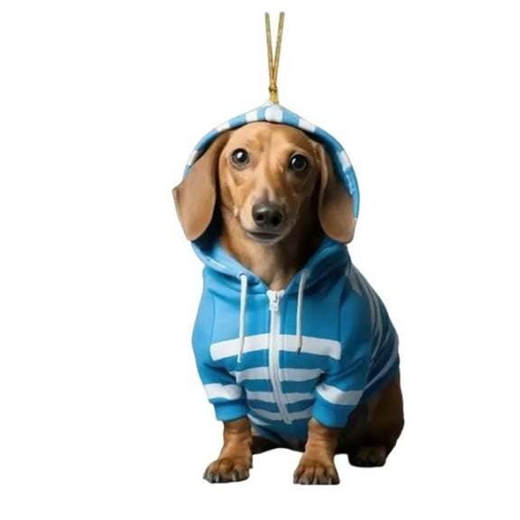 CuiLiyq Christmas Dachshund Dog Tree Decorations, Cute 2D Acrylic Hanging Ornament, Flat Sausage Dog Animal Pendant, for Car Interior Home Holiday Party Wall Gifts
