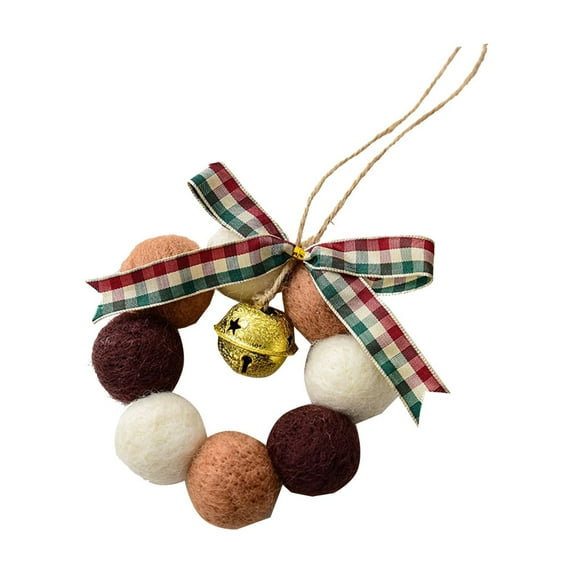 CuiLiyq Christmas Decoration Mini Wreath, Colorful Plush Christmas Balls Wreath With Bells, For Home Holiday Wedding Party Decoration