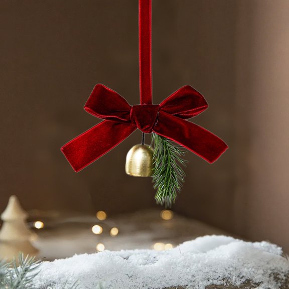 CuiLiyq Christmas Decoration, Pine Cone Bell Pendant, Christmas Plush Bowknot Wind Chime Pendant, for Christmas Atmosphere Decoration