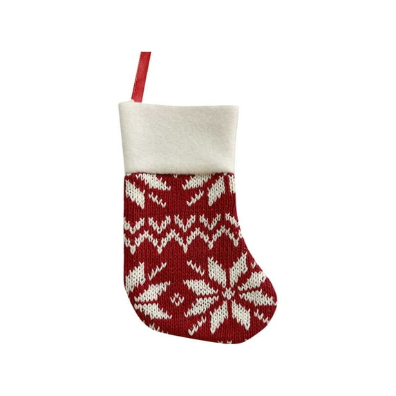 CuiLiyq Christmas Decoration Snowflake Small Socks, Knitted Christmas Knife and Fork Set Christmas Tree Ornaments Gift Bag, for Christmas Party Fireplace Family Hanging Stocking Decorations