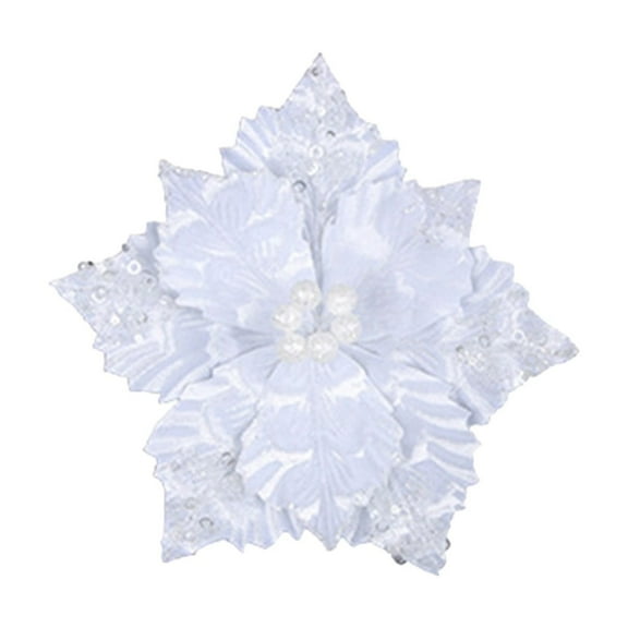 CuiLiyq Christmas Decorative Flowers, Artificial Large Christmas Flowers for Decorating Christmas Trees, For Home Holiday Wedding Party Decoration (White)