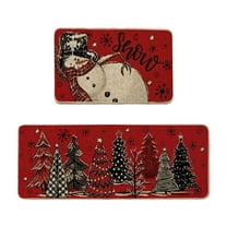 CuiLiyq Christmas Floor Mat, Two Piece Christmas Kitchen Mat Set with Christmas Tree Prints, for Christmas Home Kitchen (47.2" x 15.7", 23.6" x 15.7")