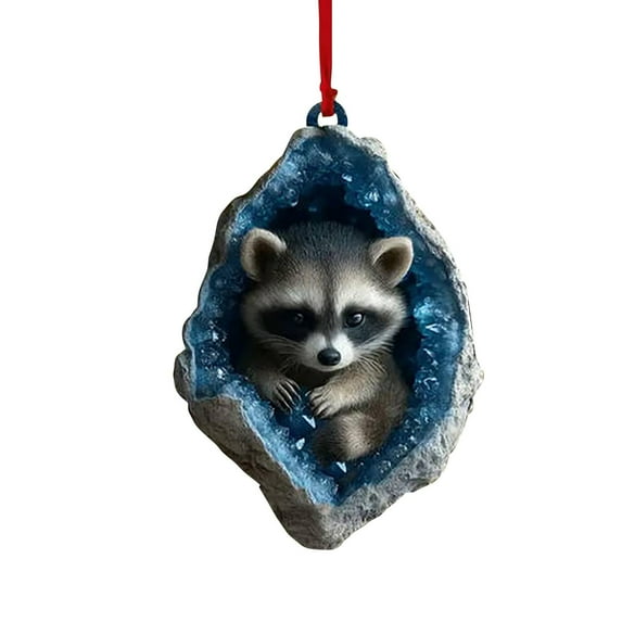 CuiLiyq Christmas Geode Animal Decoration, Acrylic Ornaments for Xmas Forest Trees, Geode Animals Christmas Ornaments Gift for Xmas Animal Lovers Gift
