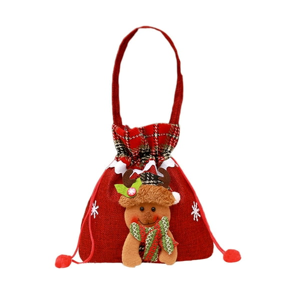 CuiLiyq Christmas Gift Bag, 13.7" x 8.6" Red Candy Bags with Drawstring Cord, Large Present Sack Bags for Xmas Present Toys Storage Bags Holiday Party Supply (Reindeer)