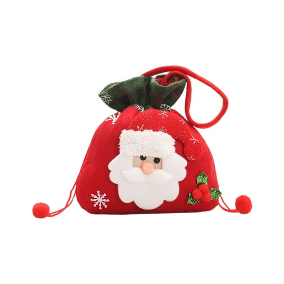 CuiLiyq Christmas Gift Bag, 9" x 7.5" Red Velvet Candy Bags with Drawstring Cord, Large Present Sack Bags for Xmas Present Toys Storage Bags Holiday Party Supply (Santa Claus)