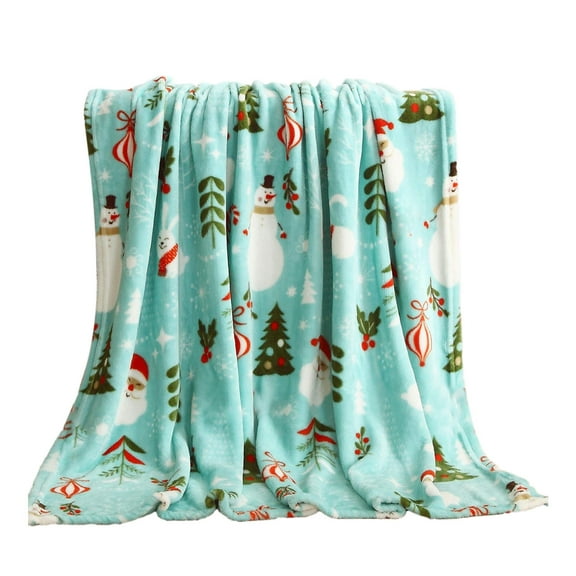 CuiLiyq Christmas Gift Blanket, 27.5" x 39.4" Soft Plush Blanket with Reindeer Christmas Tree Snowflake Print, for Home Holiday Party Sofa Bed Decoration (Christmas Tree)