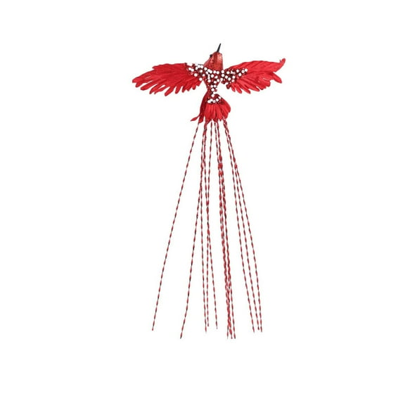 CuiLiyq Christmas Glitter Birds Ornaments, Artifical Hummingbird Decor Hanging Figurine, for Wedding Arrangements Gift Hangings Decoration (Red)