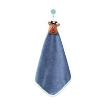 CuiLiyq Christmas Hand Towel, Plush Absorbent Towel with Hooks For Christmas Gifts, For Home Kitchen And Bathroom Hanging Towel (Blue)