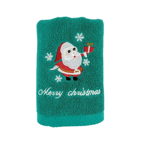 CuiLiyq Christmas Hand Towels for Bathroom, 29.1" x 13.3" Large Soft Cotton Embroidered Christmas Bath Towel Decorative, Absorbent Xmas Towels for Bathroom Home Kitchen (Green)