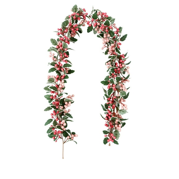CuiLiyq Christmas Holly Garland, 5.91 Ft Artifical Faux Green Garlands with Berries, Winter Artificial Greenery Garland for Mantle Stairs Table Fireplace Indoor Outdoor Xmas Decorations