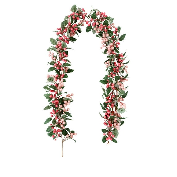 CuiLiyq Christmas Holly Garland, 5.91 Ft Artifical Faux Green Garlands with Berries, Winter Artificial Greenery Garland for Mantle Stairs Table Fireplace Indoor Outdoor Xmas Decorations