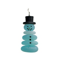 CuiLiyq Christmas Imitation Sea Glass Pendants, Acrylic Snowman Dwarf Socks Angel Pendants, For Family Holiday Parties and Christmas Gifts (Snowman)