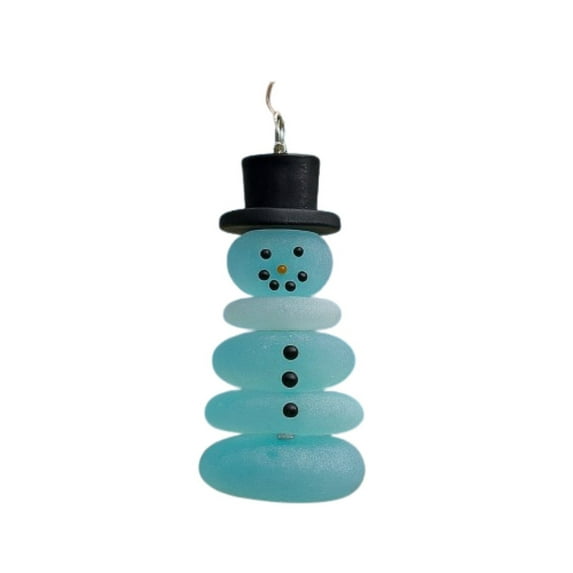 CuiLiyq Christmas Imitation Sea Glass Pendants, Acrylic Snowman Dwarf Socks Angel Pendants, For Family Holiday Parties and Christmas Gifts (Snowman)