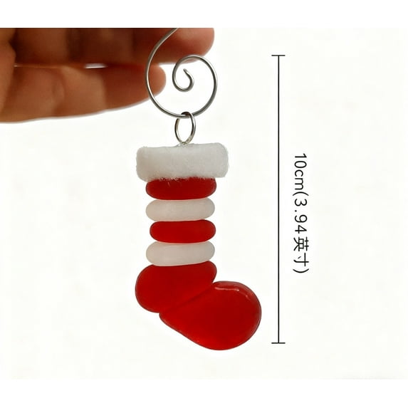 CuiLiyq Christmas Imitation Sea Glass Pendants, Acrylic Snowman Dwarf Socks Angel Pendants, For Family Holiday Parties and Christmas Gifts (Sock)