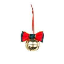 CuiLiyq Christmas Jingle Bell Ornaments with Glittery Bowknot, Gold Metal Bell Hanging Decorations, for Christmas Tree Festive Home and Party Decor