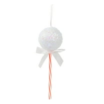 CuiLiyq Christmas Lollipop Ornaments, 8.7 Inch 3D Spherical Lollipop Xmas Tree Hanging Decorations, Glittering Foam Candy Pendant with Ribbon, for Home Party Holiday Decor (White)