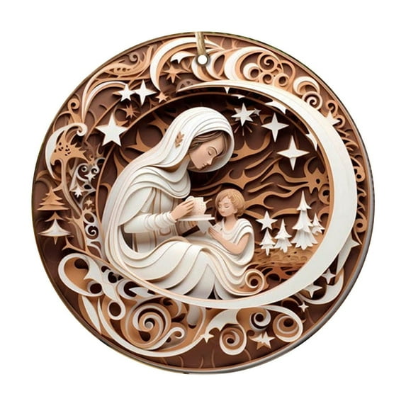 CuiLiyq Christmas Ornaments, 3.1 Inch Catholic Theme Christmas Decoration Pendant, Vintage Ornaments Outdoor for Christmas Tree Country Holiday Party Home Decoration (E)