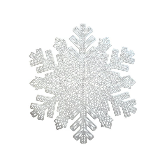 CuiLiyq Christmas Placemats, Heat Insulation Snowflake Placemats Table Mats Hollow Out Coasters Placemat, for Dining Table Halloween Decoration (Snowflake Shape)