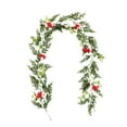 thumbnail image 1 of CuiLiyq Christmas Poinsettia Garland, 6 Ft Soft Thick Green Faux Cedar Pine Garland with Red Berries, for Home Fireplace Wall Decoration Indoor Outdoor Holiday Party Decor, 1 of 6