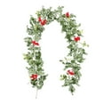 thumbnail image 1 of CuiLiyq Christmas Poinsettia Garland, 6 Ft Soft Thick Green Faux Cedar Pine Garland with Red Berries, for Home Fireplace Wall Decoration Indoor Outdoor Holiday Party Decor, 1 of 6