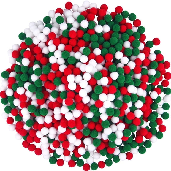 CuiLiyq Christmas Pom Poms Balls, 2000 Pieces Red Green White Pompoms Pom Poms, for Crafts Making DIY Holiday Christmas Decorations Supplies (3 Colors, 0.4 Inch)