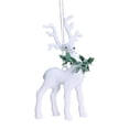 thumbnail image 1 of CuiLiyq Christmas Reindeer Tree Ornament, Flocked Christmas Elk Figurines Pendants with Green Wreath, Standing Deer Hanging Charm Ornaments for XmasTree Party Holiday Decor (White), 1 of 6