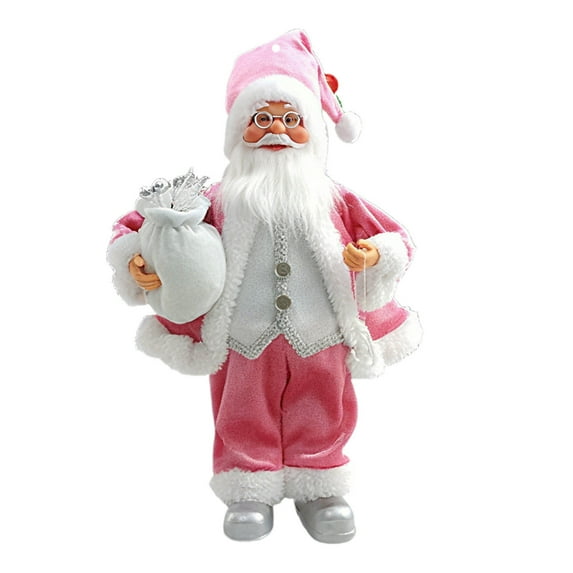 CuiLiyq Christmas Santa Figurines, Standing Santa Claus Figure Wearing Coat Clothes, Gifts Bag and Present Box in Arms, Gifts for Winter Home Table Xmas Party