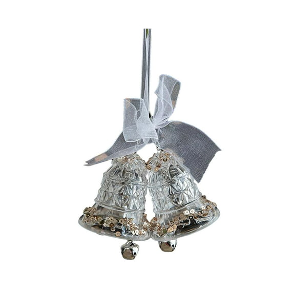 CuiLiyq Christmas Sequin Bow Series Hanging Ornament, Hanging Acrylic Snowflake, for Christmas Tree Decorations Clear Crystal Pendants (Bells)