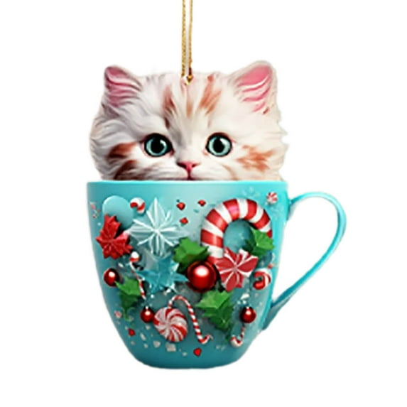 CuiLiyq Christmas Smiling Small Cat Pendant, for Christmas Tree Decoration, Hanging Ornaments for Home Decor Holiday Party