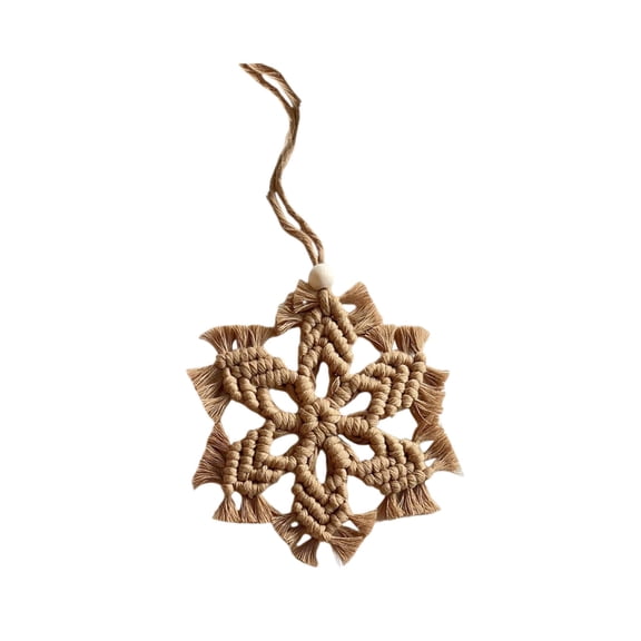 CuiLiyq Christmas Snowflake Pendant, Hand Woven Snowflake Shaped Ornament, for Christmas Tree Hanging Crafts Home Decoration Holiday Party Supplies (Khaki)