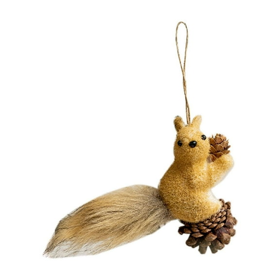 CuiLiyq Christmas Squirrel Ornaments, Plush Squirrel Figurines with Pinecones Branches, for Xmas Tree Decorations Home Tabletop Festive Ornament Gifts