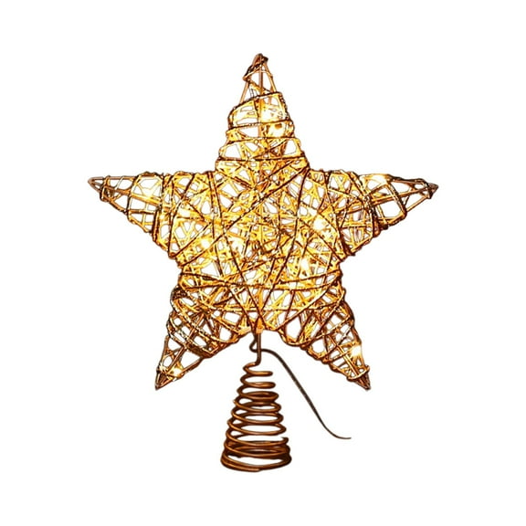 CuiLiyq Christmas Star Tree Topper, 11.8 Inch Metal Rustic Star with LED Light Decor, for Home Holiday Wedding Party Decoration (Gold)