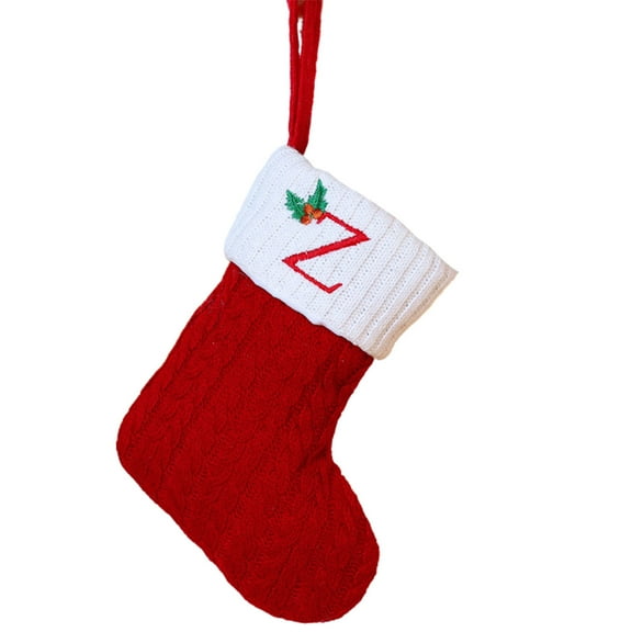 CuiLiyq Christmas Stockings with 26 Initials, Small Embroidered Letter Knit Christmas Stocking, for Family Holiday Decorations and Xmas Tree Fireplace (Red, Letter-Z)