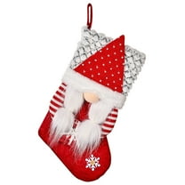 CuiLiyq Christmas Stockings with Cute 3D Plush Swedish Gnome Holding Gift Box, Xmas Hanging Stockings Christmas Decorations for Family Holiday Fireplace Party Decor (Red)