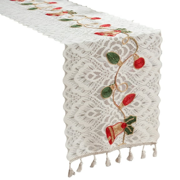 CuiLiyq Christmas Table Flag, Hollowed Out Christmas Table Flag With Bell Print, For Decorating Indoor And Outdoor Tabletops In Holidays (11.8" x 59")