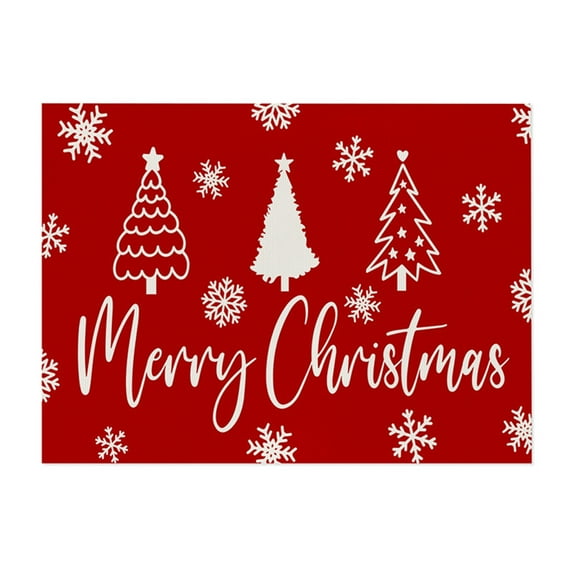 CuiLiyq Christmas Table Mat, 16.5" x 12.5" Cotton Mat With Christmas Themed Print, For Home Holiday Party Table Decoration