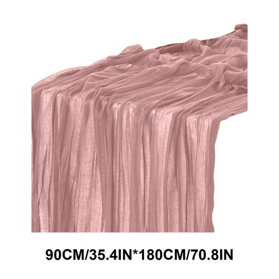 CuiLiyq Christmas Table Runner, 35.4" x 70.8" Boho Rustic Gauze Fall Thanksgiving Cheese Cloth Runner, for Wedding Party Shower Birthday Home Decor Holiday Decorations (Pink)