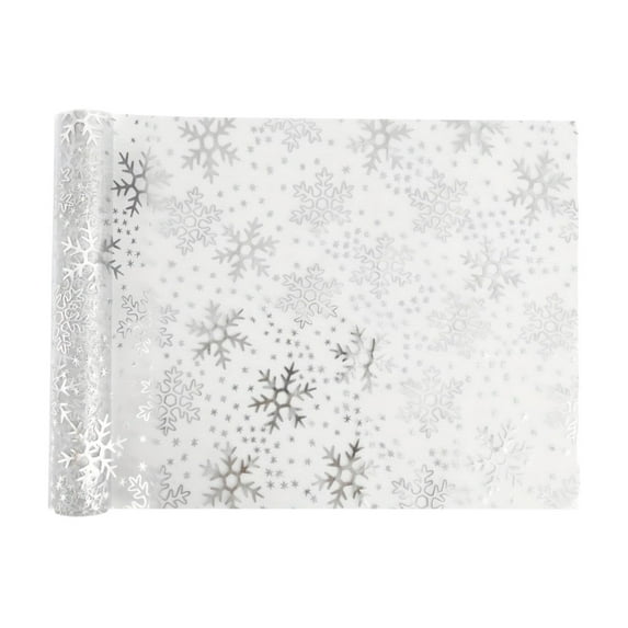 CuiLiyq Christmas Table Runner, Christmas Decorations Snowflake Christmas Runner, for Table Seasonal Winter Holiday Decor for Dining Table Decorations (Silver, 108.2" x 11")